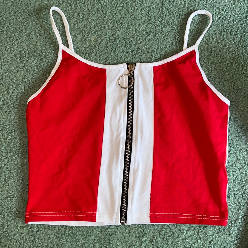 Red and White Striped Tank Top
